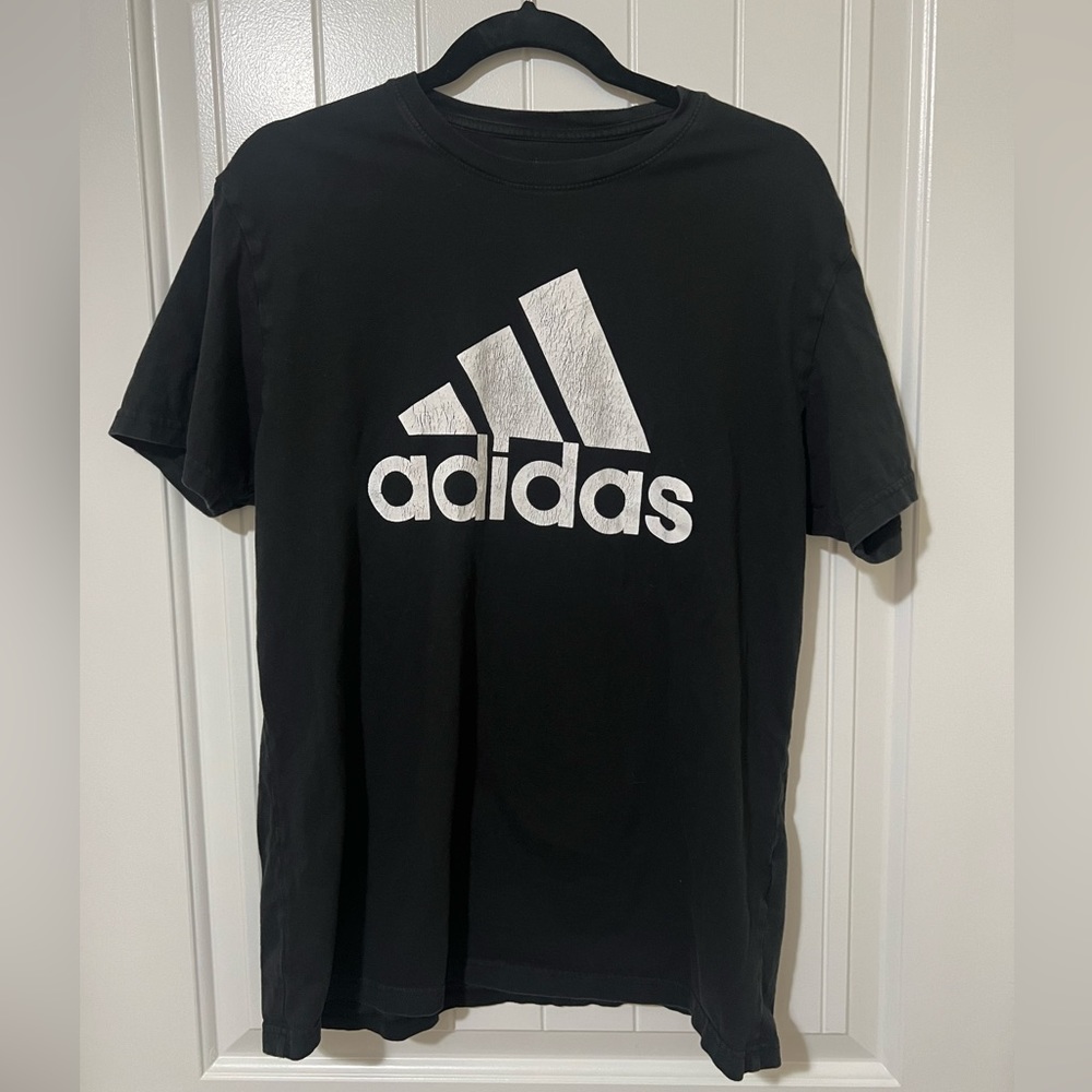 Adidas Tee Shirt, Black, Large, tag is worn